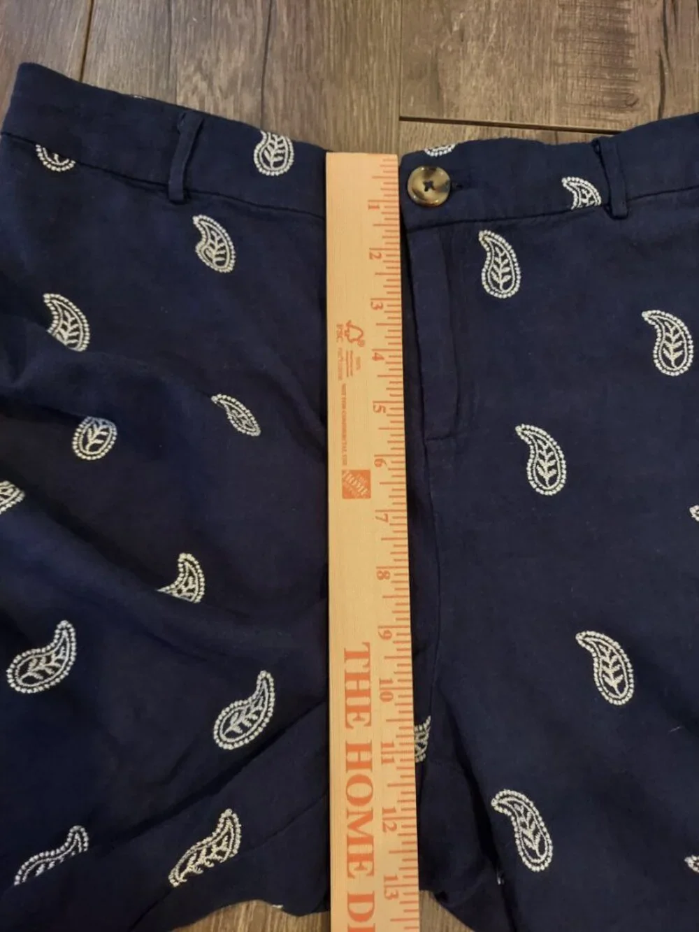 Calligraphie Linen Blend Paisley Wide Leg Cropped Pants Blue Coastal Nautical - Picture 3 of 13